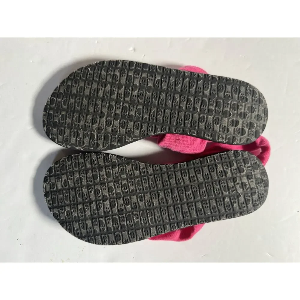 Sanuk Girls Slingback Sandals Size 1-2 Pink Black Yoga Thong Flip Flops
